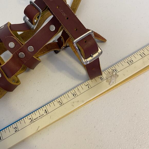 Vintage Leather Muzzle Medium Build Adjustable Made Of Thick Brown Leather - Picture 2 of 6